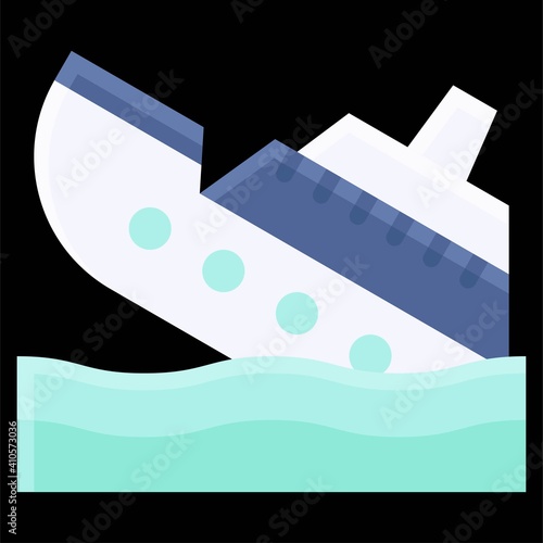 Sinking Ship icon, Bankruptcy related vector