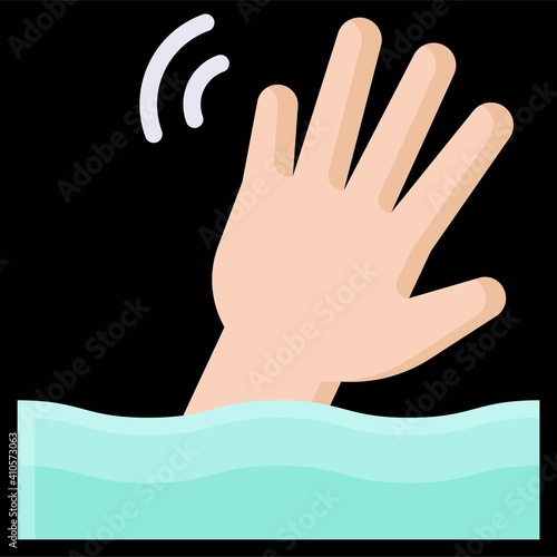 Drowning Hand icon, Bankruptcy related vector