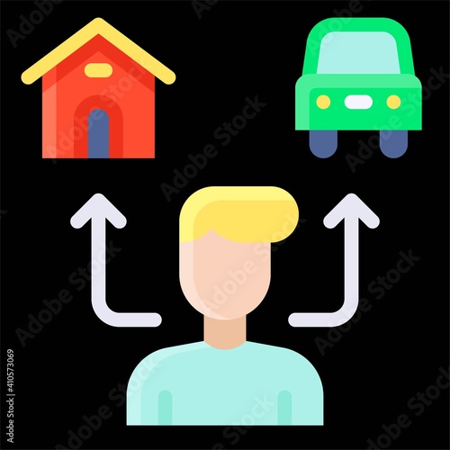 Man with house and car icon, Bankruptcy related vector