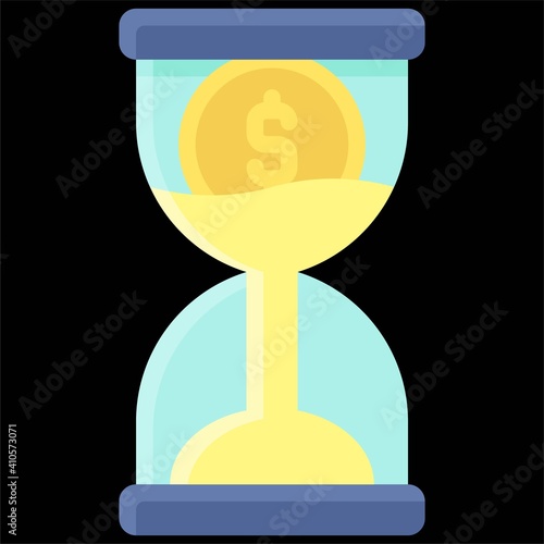 Coin in Hourglass icon, Bankruptcy related vector