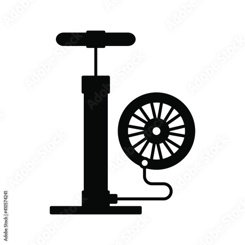 bicycle pump line icon on white background color editable