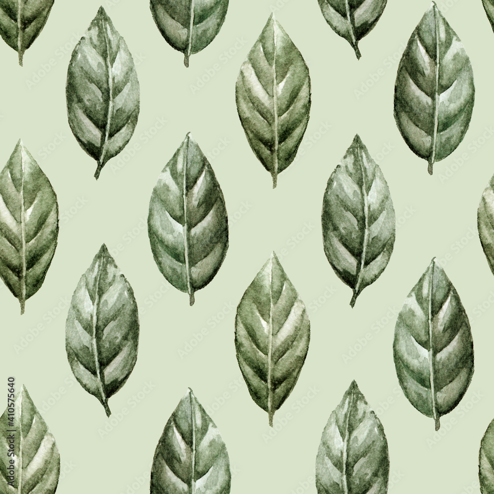 Fototapeta premium watercolor illustration floristry pattern with leaves 2