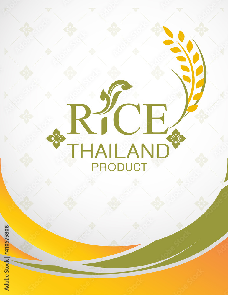 Obraz premium Rice Thailand food Logo Products and Fabric Background Thai Arts.