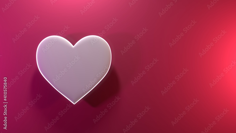 colored valentine white heart in pink background