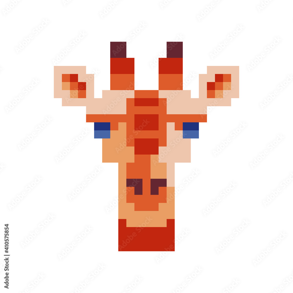Giraffe head pixel art icon. Isolated vector illustration. 8-bit sprite. Design stickers, logo, mobile app. Giraffe head pixel art icon. Isolated vector illustration. 8-bit sprite. Design stickers, logo, mobile app.