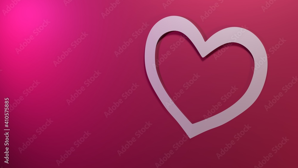 white line in heart shape  in the pink background