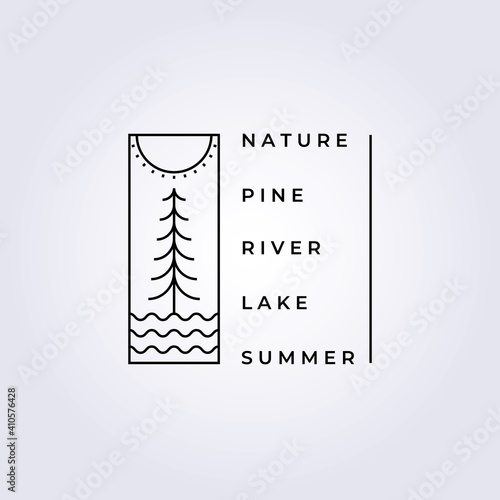 Nature, pine tree, river logo vector illustration design graphic , abstract logo