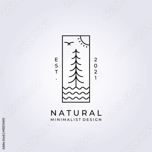 Nature, pine tree, lake logo vector illustration design graphic , abstract logo