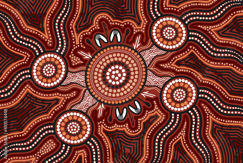 Illustration based on brown aboriginal style of painting