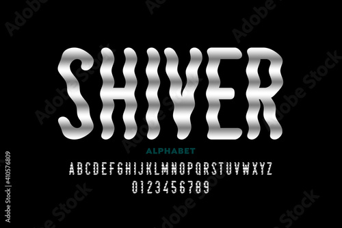 Shiver style font design, alphabet letters and numbers 