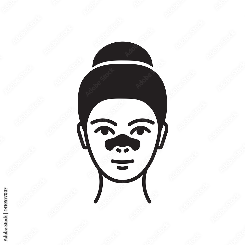 Vector girl with nose patch icon. Flat illustration of girl isolated on white background. Icon vector illustration sign symbol.