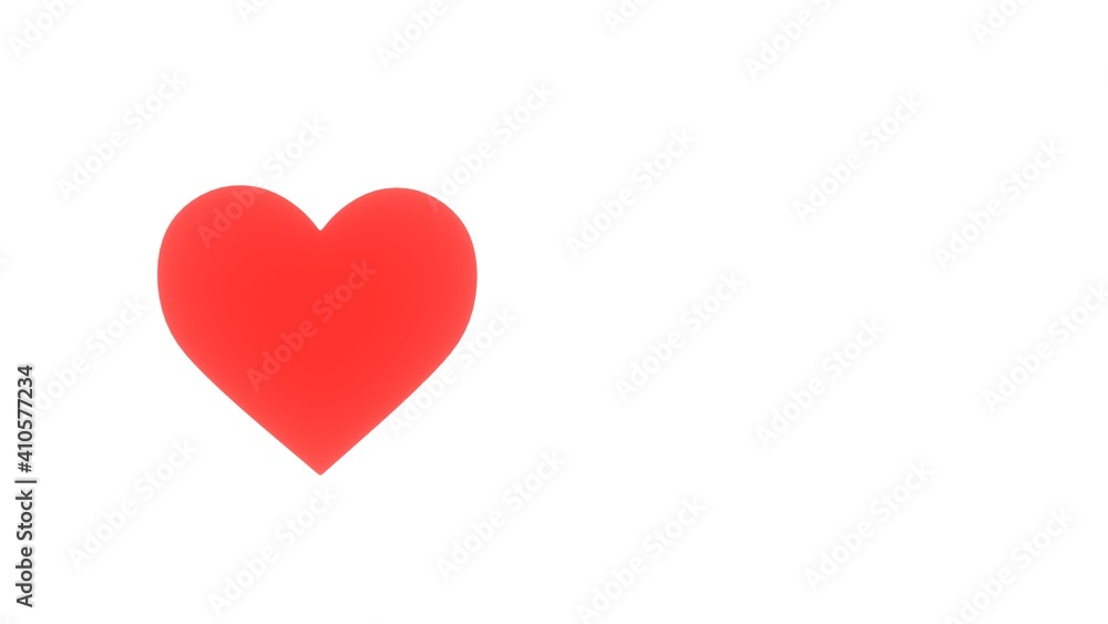 colored valentine red heart in white  background