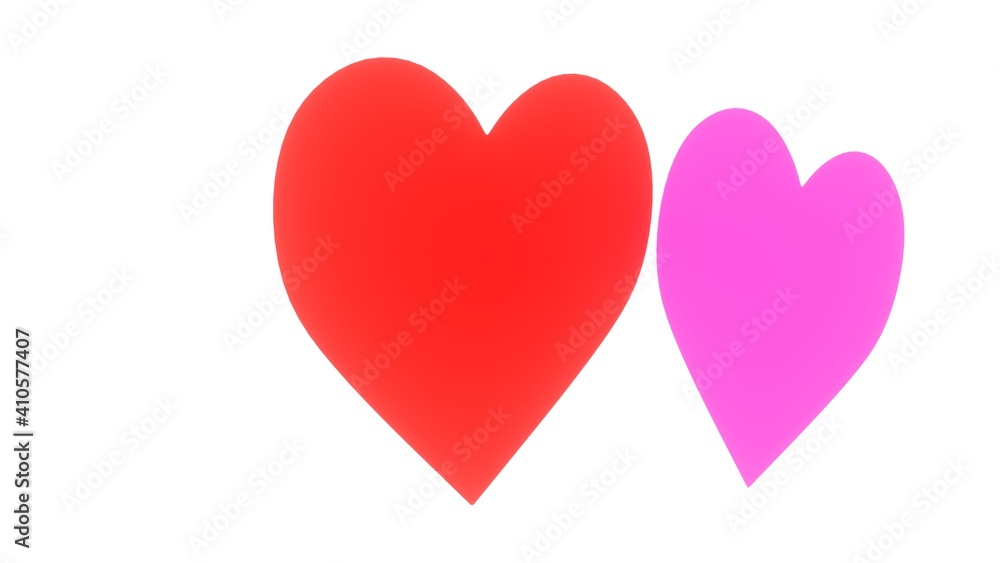 two tone red - pink colored valentine heart in white background two tone red - pink colored valentine heart in white background