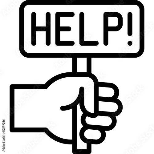Hand holding Help sign icon, Bankruptcy related vector