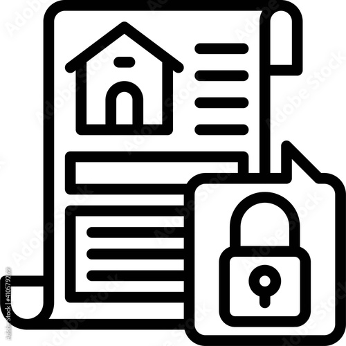 Title deed with lock icon, Bankruptcy related vector