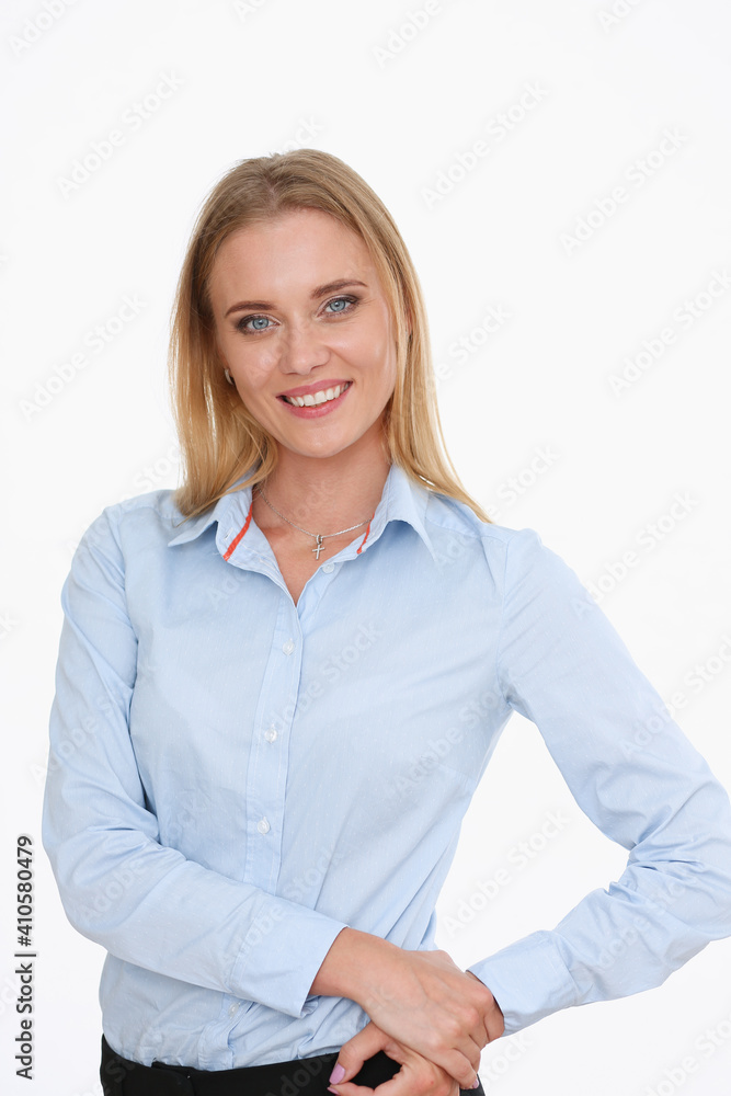 Blonde business woman portrait on a white background Blonde business woman portrait on a white background