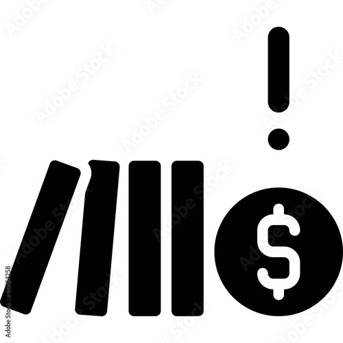 Domino effect and Coin icon, Bankruptcy related vector