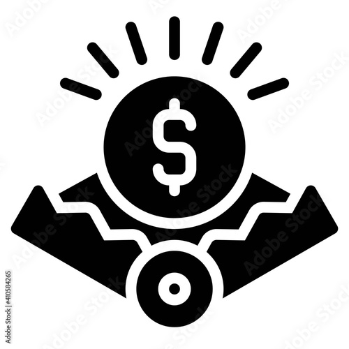 Coin in Bear trap icon, Bankruptcy related vector