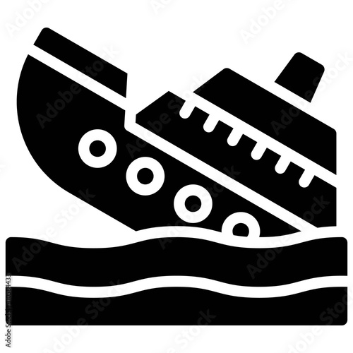 Sinking Ship icon, Bankruptcy related vector