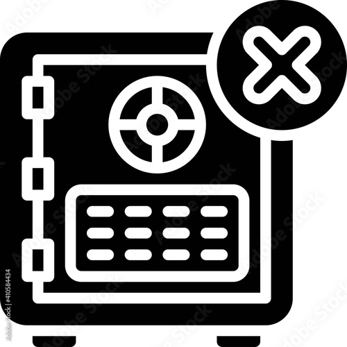 Safe with incorrect sign icon, Bankruptcy related vector