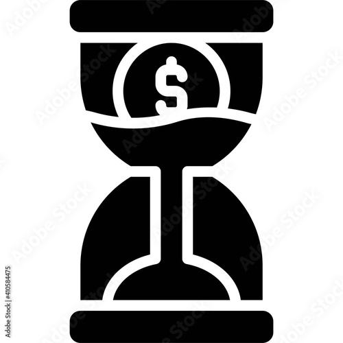 Coin in Hourglass icon, Bankruptcy related vector