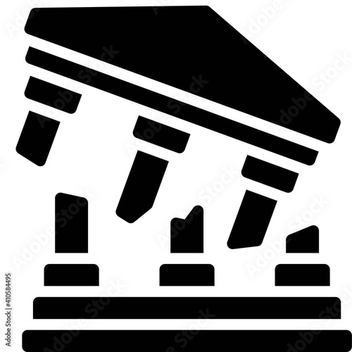Broken Court icon, Bankruptcy related vector