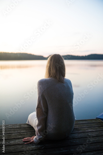 Woman at a lake
