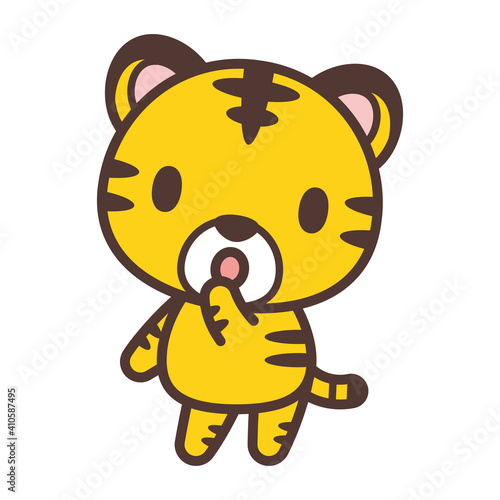 Cute tiger character vector illustration-なるほどという表情のかわいいトラのキャラクター