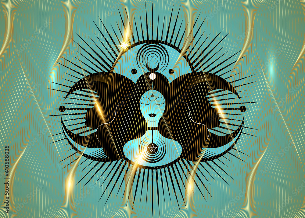 Wiccan Woman Icon Triple Goddess Symbol Of Moon Phases Wicca 