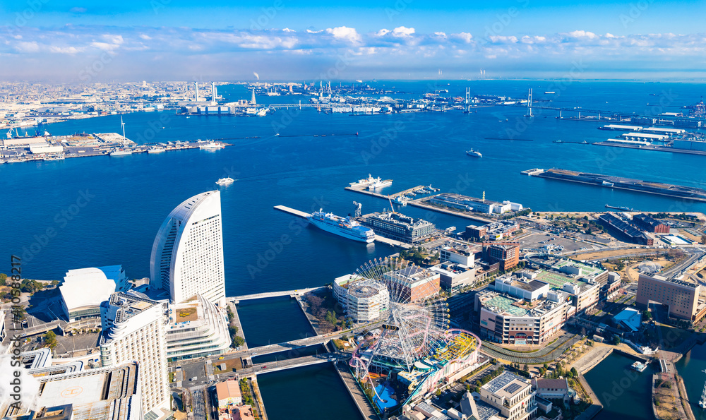 Fototapeta Panoramiczny widok na port w Jokohamie