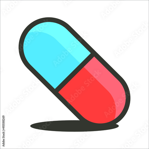pil capsul icon , medical science logo template vector , emblem isolated illustration ,design outline solid background white