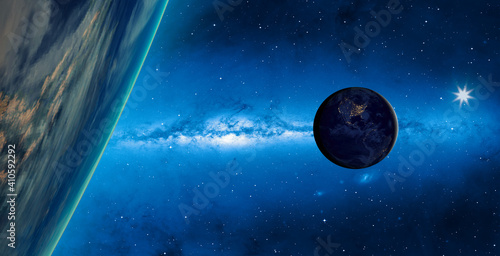 Fototapeta Naklejka Na Ścianę i Meble -  Double planet earth with parallel universe 