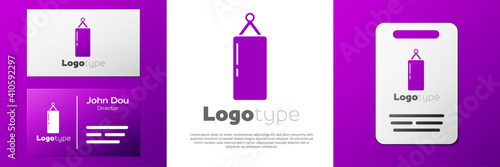 Logotype Punching bag icon isolated on white background. Logo design template element. Vector.