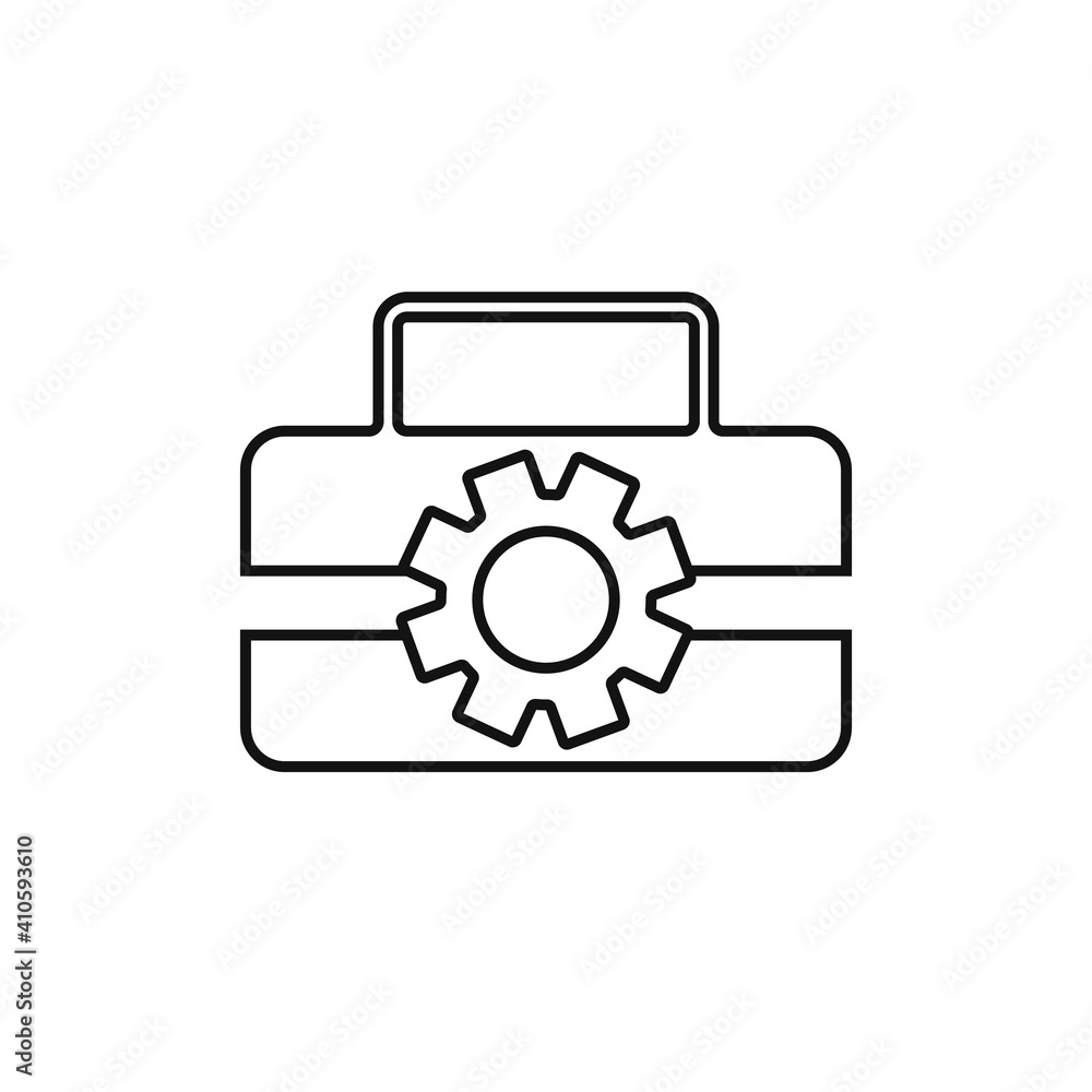 Tool box icon with gear, vector illustration Tool box icon with gear, vector illustration