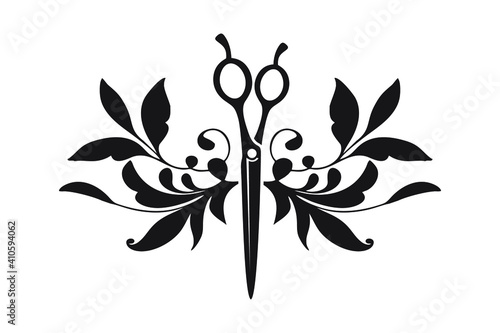 Hairdresser, Beauty salon logo. scissors sign vector illustration