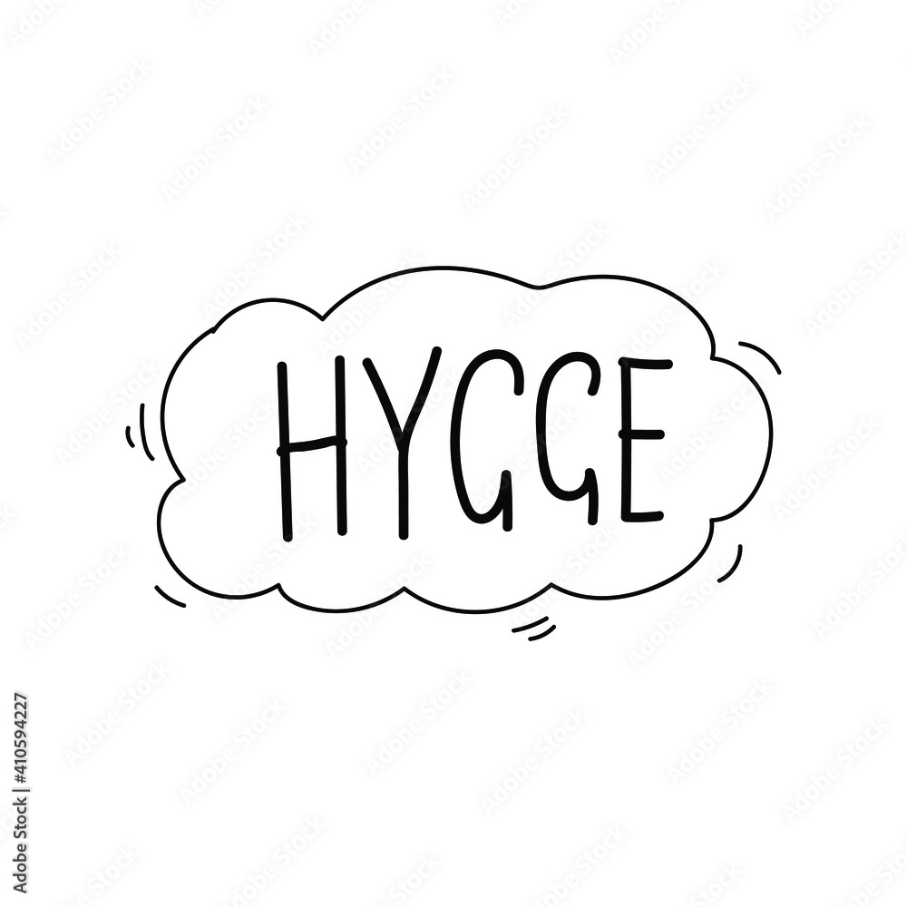 word hygge doodle on the white background
word hygge doodle on the white background