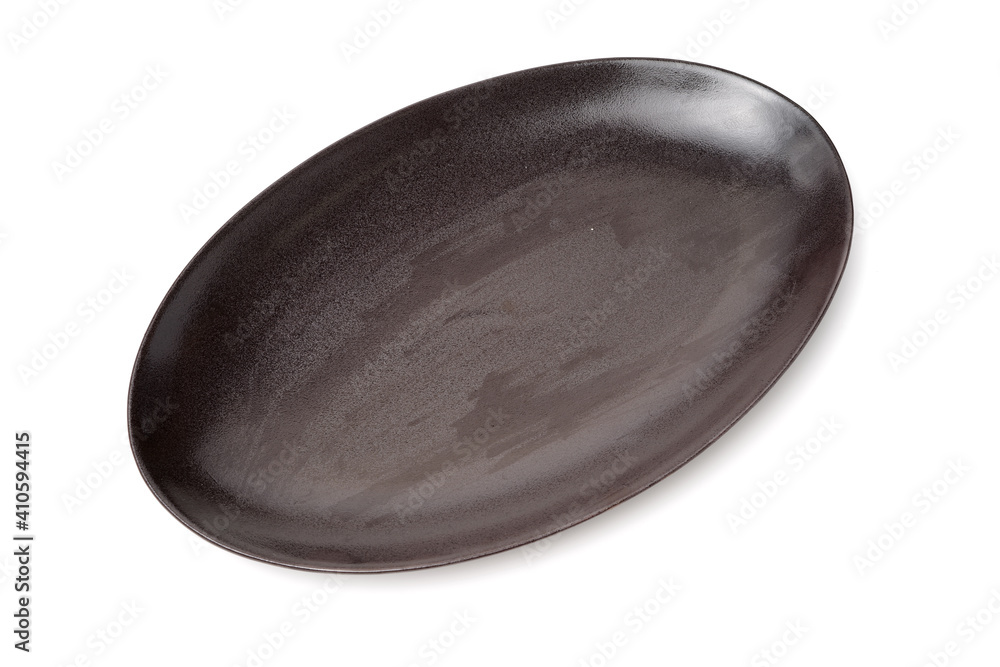 Empty earthenware plate on white background Empty earthenware plate on white background