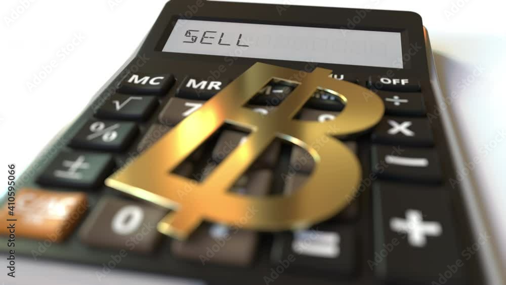 Baht currency symbol on the keys and SELL text on calculator display. Conceptual 3d animation Baht currency symbol on the keys and SELL text on calculator display. Conceptual 3d animation