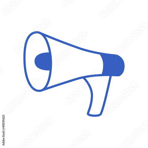 Line speaker icon isolated on a white background. Hand-drawn vector illustration in the style of doodles.