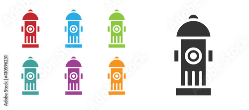 Black Fire hydrant icon isolated on white background. Set icons colorful. Vector.