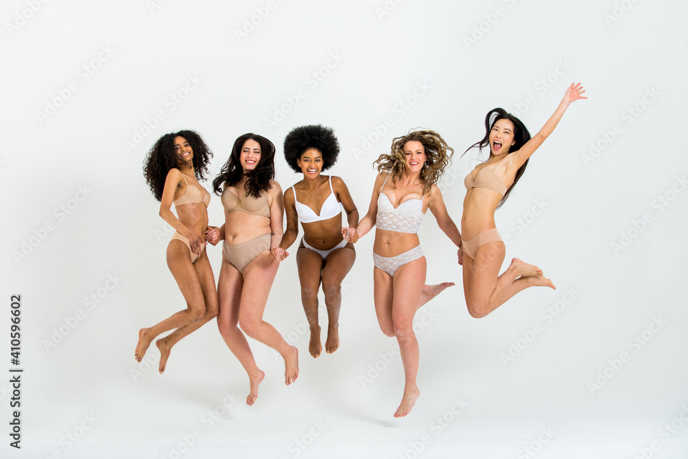 Beautiful women posing in underwear - obrazy, fototapety, plakaty 