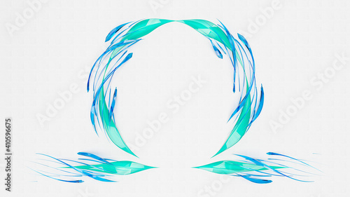 Glass looks sharp on white paper. abstract background, 3D Render.