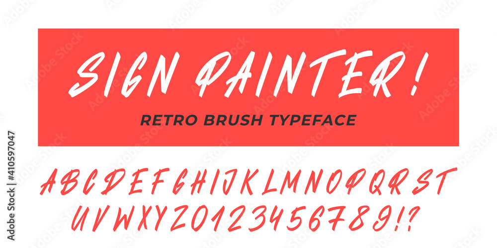 Sign painter font. Vector retro brush typeface alphabet vector de Stock