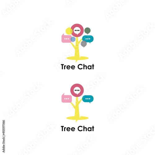 Tree with bubble chat logo design