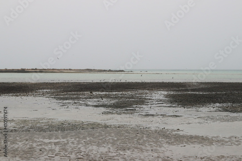 Beach in Oman, Masirah Island volcanic landscape