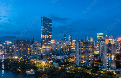 City night view of Huizhou City  Guangdong Province  China 
