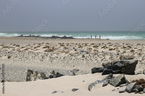 Beach in Oman, Masirah Island volcanic landscape