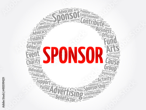 Sponsor word cloud collage, business concept background