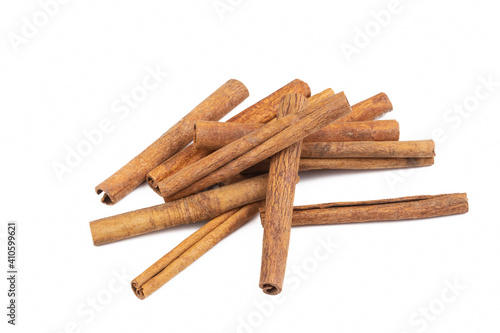 Cinnamon sticks on a white ...
