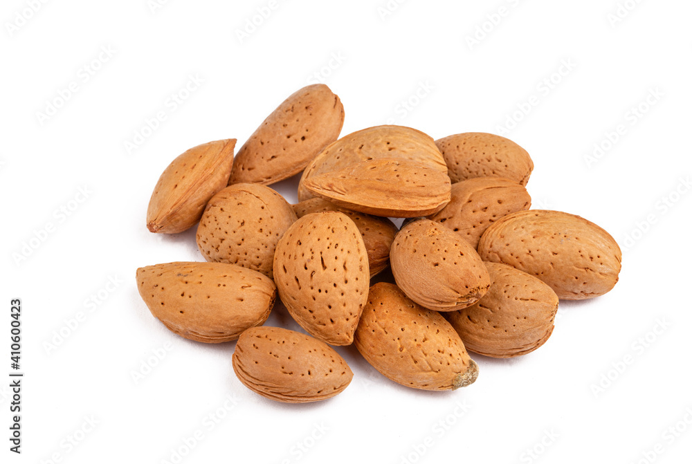 Raw fresh almonds with shell. Raw fresh almonds with shell.